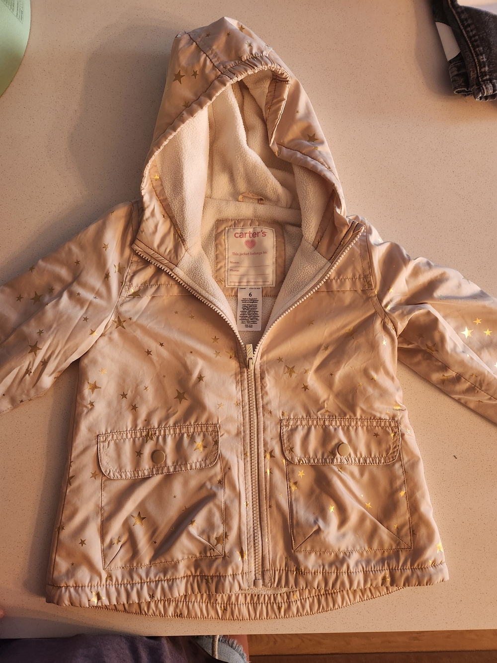 Carter's Hooded Fleece Coat with Gold Star Print